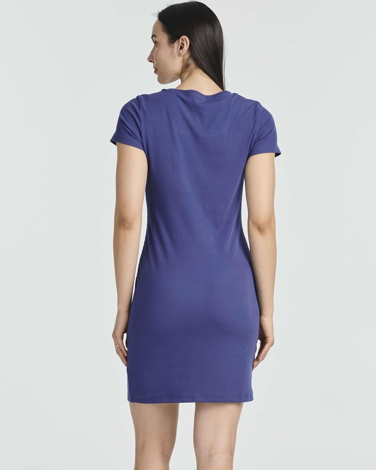 image:image3 Pack Womens Ribbed Tshirt Mini Dresses Scoop Neck Short Sleeve BodyconSolid Black Solid Navy Solid Plein Air