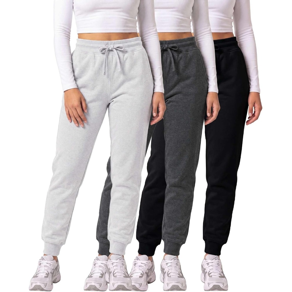 image:image3 Pack Womens Fleece Joggers Sweatpants Lounge Pants Sweats Casual PocketsSet 13