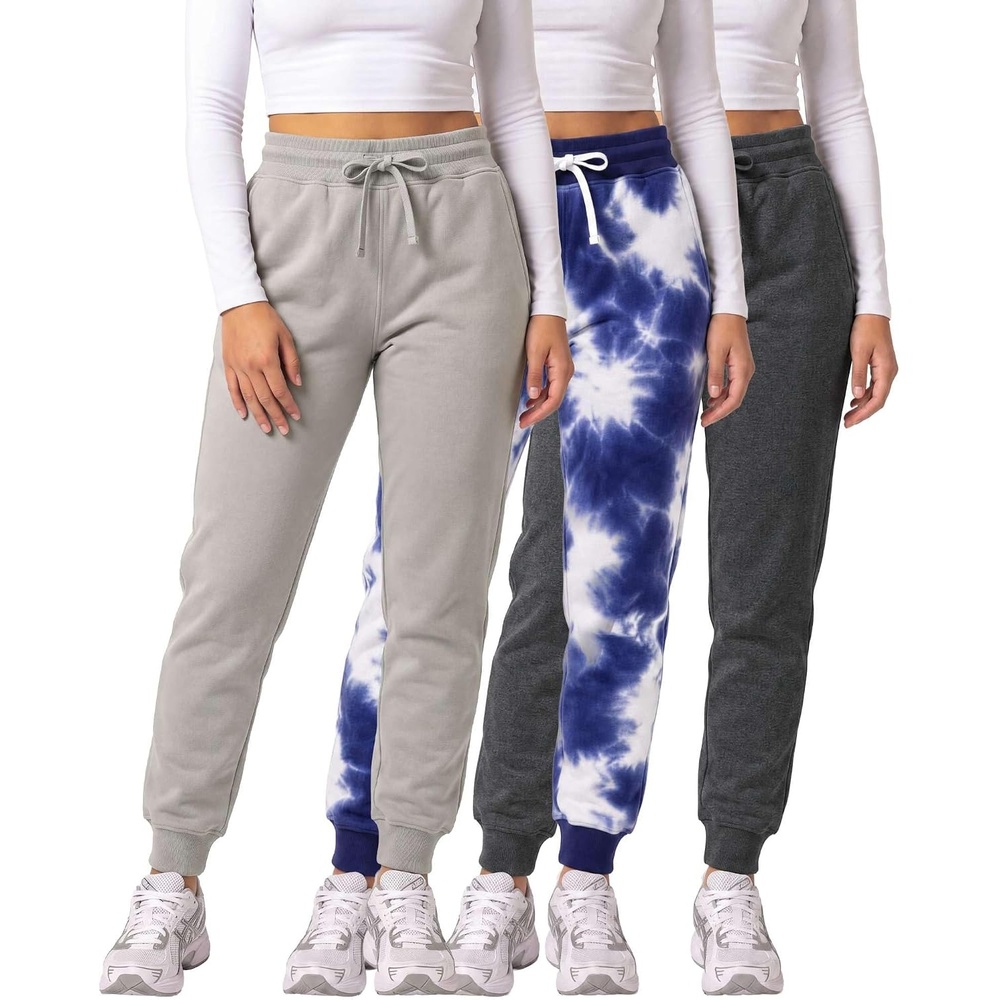 image:image3 Pack Womens Fleece Joggers Sweatpants Lounge Pants Sweats Casual PocketsSet 4