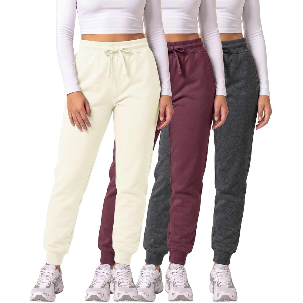 image:image3 Pack Womens Fleece Joggers Sweatpants Lounge Pants Sweats Casual PocketsSet 6