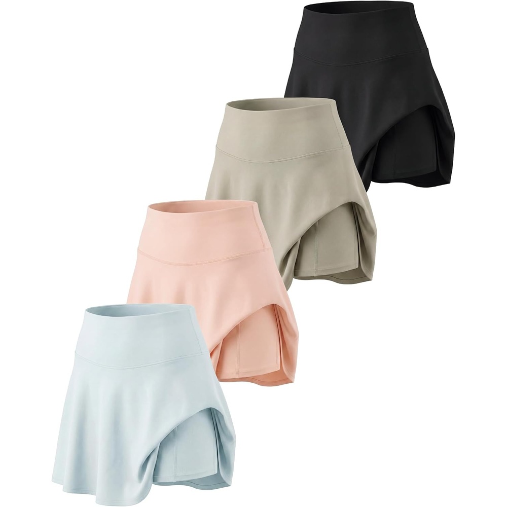 image:image4 Pack Womens Skater Skort Pleated Cute Tennis Golf Athletic Skirt PocketsSet 4