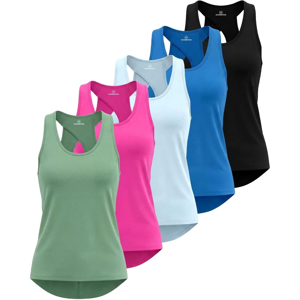 image:image5 Pack Womens Tank Tops Open Back Workout Shirts Athletic Gym Running YogaSet 4