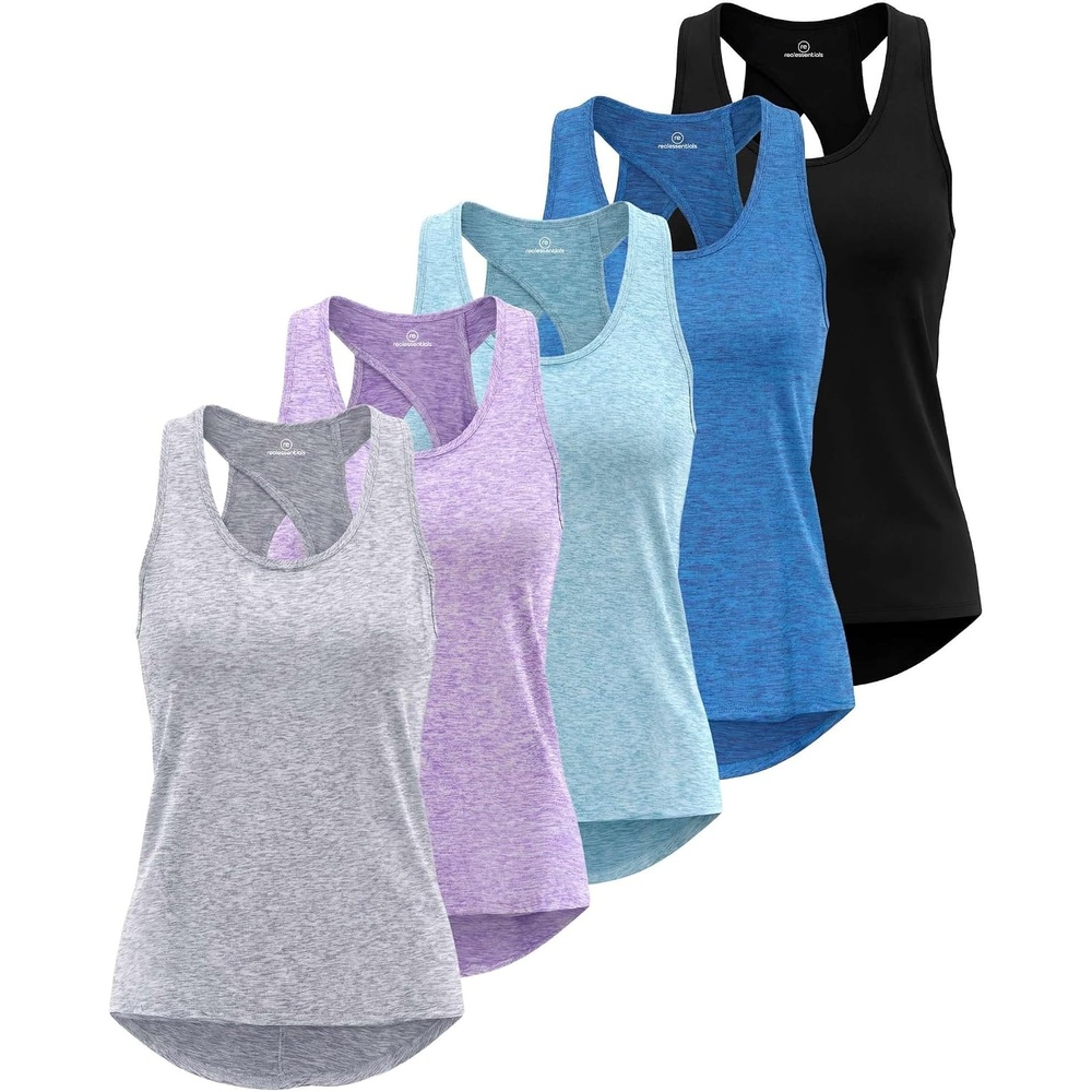 image:image5 Pack Womens Tank Tops Open Back Workout Shirts Athletic Gym Running YogaSet 7
