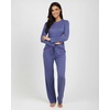 2 Pack Women’s Pajama Sets Long Sleeve Sleepwear Comfy Cute Loungewear PJ(Set D Blue & Charcoal)