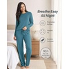 2 Pack Women’s Pajama Sets Long Sleeve Sleepwear Comfy Cute Loungewear PJ(Set F Green & Pink)
