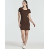 3 Pack Women’s Ribbed Tshirt Mini Dresses Scoop Neck Short Sleeve Bodycon(Solid Black  Solid Chickory Coffee  Solid Soft Pink)