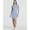 3 Pack Women’s Ribbed Tshirt Mini Dresses Scoop Neck Short Sleeve Bodycon(Solid Black  Solid Iced Coffee  Solid Lichen Blue)