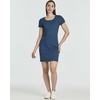 3 Pack Women’s Ribbed Tshirt Mini Dresses Scoop Neck Short Sleeve Bodycon(Solid Black  Solid Majolica Blue  Solid Nosegay)