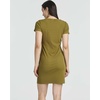 3 Pack Women’s Ribbed Tshirt Mini Dresses Scoop Neck Short Sleeve Bodycon(Solid Black  Solid Martini Olive  Solid Blue Glow)