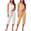 2 Pack Women’s Pajama Sets 2 Piece Tank Top Capri Pants PJs Sleepwear Cute(Set 3)