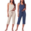 2 Pack Women’s Pajama Sets 2 Piece Tank Top Capri Pants PJs Sleepwear Cute(Set 4)