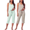 2 Pack Women’s Pajama Sets 2 Piece Tank Top Capri Pants PJs Sleepwear Cute(Set 6)