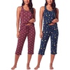 2 Pack Women’s Pajama Sets 2 Piece Tank Top Capri Pants PJs Sleepwear Cute(Set 7)