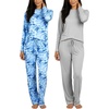 2 Pack Women’s Pajama Sets Long Sleeve Sleepwear Comfy Cute Loungewear PJ(Set I Blue & Gray)