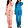 2 Pack Women’s Pajama Sets Long Sleeve Sleepwear Comfy Cute Loungewear PJ(Set K Royal Blue & Pink)