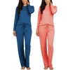 2 Pack Women’s Pajama Sets Long Sleeve Sleepwear Comfy Cute Loungewear PJ(Set a Blue & Red)