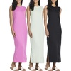 3 Pack Women’s Maxi Tank Dress Sleeveless Sundress Long Casual Beach Pocket(Set 5)