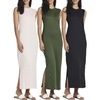 3 Pack Women’s Maxi Tank Dress Sleeveless Sundress Long Casual Beach Pocket(Set 7)