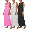 3 Pack Women’s Maxi Tank Sleeveless Long Nightgowns Nightshirt Sleep Dress(Set 2)