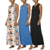 3 Pack Women’s Maxi Tank Sleeveless Long Nightgowns Nightshirt Sleep Dress(Set 5)