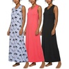 3 Pack Women’s Maxi Tank Sleeveless Long Nightgowns Nightshirt Sleep Dress(Set 6)