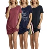 3 Pack Women’s Nightgowns Short Sleeve Sleep Dress Night Gowns Sleepshirts(Set 1)