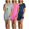 3 Pack Women’s Nightgowns Short Sleeve Sleep Dress Night Gowns Sleepshirts(Set 11)