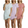 3 Pack Women’s Nightgowns Short Sleeve Sleep Dress Night Gowns Sleepshirts(Set 8)