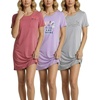 3 Pack Women’s Nightgowns Short Sleeve Sleep Dress Night Gowns Sleepshirts(Set 9)