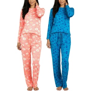 2 Pack Women’s Pajama Sets Long Sleeve Sleepwear Comfy Cute Loungewear PJ(Set K Royal Blue & Pink)