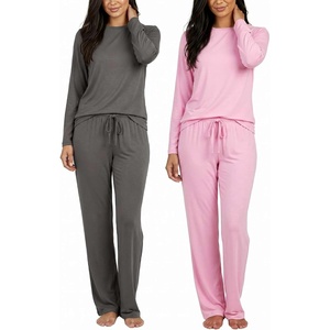 2 Pack Women’s Pajama Sets Long Sleeve Sleepwear Comfy Cute Loungewear PJ(Set N Charcoal & Pink)