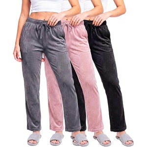 3 Pack Women Velvet Straight Leg Pants Velour Sweatpants Cozy Lounge Soft(Solid Black  Solid Cashmere Rose  Solid Quiet Shade)