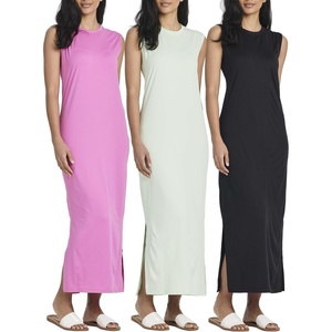3 Pack Women’s Maxi Tank Dress Sleeveless Sundress Long Casual Beach Pocket(Set 5)