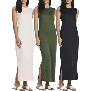 3 Pack Women’s Maxi Tank Dress Sleeveless Sundress Long Casual Beach Pocket(Set 7)