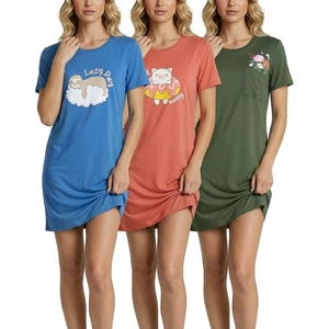 3 Pack Women’s Nightgowns Short Sleeve Sleep Dress Night Gowns Sleepshirts(Set 5)