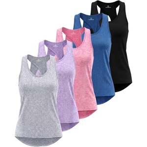 5 Pack Women’s Tank Tops Open Back Workout Shirts Athletic Gym Running Yoga(Set 2)
