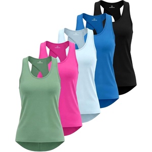 5 Pack Women’s Tank Tops Open Back Workout Shirts Athletic Gym Running Yoga(Set 4)